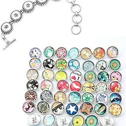 Lovglisten 50pcs + 1pcs Bracelet Mixed Random Mini Snap Glass 12mm Snap Button Jewelry Charms-image-33
