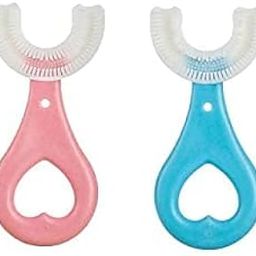 MOMISY U Shaped Toothbrush for Kids Manual Whitening Toothbrush Silicone Brush Head for Kids Children Infant Toothbrush For 2-6 Years Mouth-Cleaning (Heart Design) (Multicolor, Pack of 2)-image-74