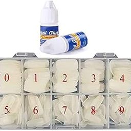 D.B.Z. 500 Pcs Acrylic Nail Tips, Fake Nails Artificial, 10 Sizes for Nail Salons and DIY Nail Art Manicure Tool with Box With 2 Nail Glue-image-52