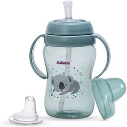 Adore Hoop a Loop 2 in 1 Leakproof Spout Sipper for Baby with Handle | Sipper for Ultimate Versatility | Anti Spill Water Sipper Straw Cup for Kids | Sipper Cup for Baby & Toddlers (Green,270ml)-image-0