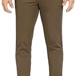 Tapered Fit Otter Brown Cotton Stretch Peach Twill Trousers-image-95