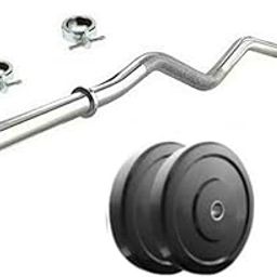 SX Fitness Home Gym Setup Combo Pack 5 Kg Rubber Weight Plates (2.5 Kg X 2 Plates) and 3 Feet Curl Rod with 2 Locks for Weight Lifting Exercise (Black)-image-82
