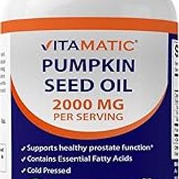 Vitamatic Pumpkin Seed Oil 2000mg Softgel Capsules per Serving - 180 Softgels - 1000mg per softgel-image-54