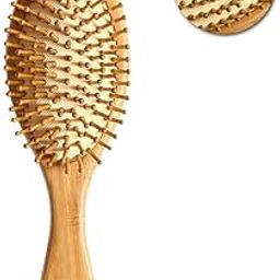 SK SOPPY Natural Bamboo Wood Comb Professional Healthy Paddle Cushion Hair Loss Massage Brush Detangling Hairbrush for Massaging Scalp Hair Care Healthy Anti-static Hair Brush For Women & Men(PACK OF 1)-image-3