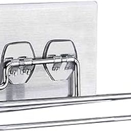 ZURATO Self Adhesive Wall Mount Towel Holder/Towel Stand/Toilet Paper Holder Multi-Function Towel Rack for Kitchen Bathroom Toilet, Under Cabinet,Garage, Laundry, Pantry (Towel Bar)-image-39