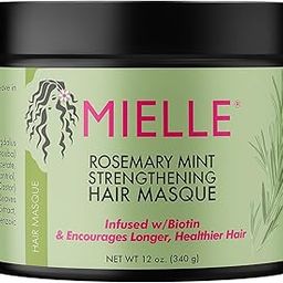 MIELLE Rosemary Mint Strengthening Hair Masque, Essential Oil & Biotin Deep Treatment, Miracle Repair for Dry, Damaged, & Frizzy Hair 340gm,1 Count-image-1