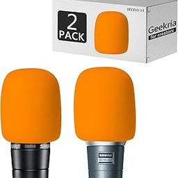 Geekria for Creators Foam Windscreen Compatible with Shure MV7, SM58LC, BETA 57A, BETA 58A, PGA48-QTR Microphone Antipop Windshield, Mic Wind Cover, Sponge Foam Filter (Orange / 2 Pack)-10