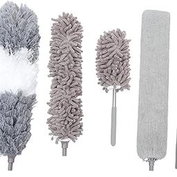CIYODO 1set Telescopic Dual- Microfiber Duster for Efficient Household Cleaning Kit for Ceiling Fans Sofas and Hard Reach Areas Bendable Design for Versatile Dust Removal-image-24