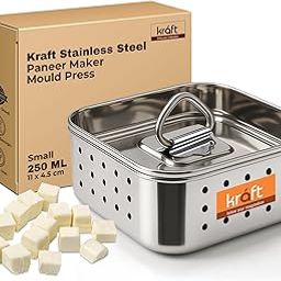 Kraft Stainless Steel Paneer Maker - 250 ML, Square Shape Paneer & Tofu Press Mould, Easy to use Paneer Press Machine for Perfect Homemade Tofu or Paneer, Compact Design - 10.2 X 4.2 cm (Small)-image-53