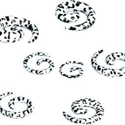 7pcs Acrylic Spiral Ear Stretcher Taper Plug Expander w/Black Leopard Pattern-image-7