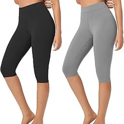 Mid Waisted Capri for Women - Half Length Capri Yoga Pants for Workout Athletic Combo of 2 Pack-image-74