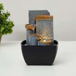 Home Centre Alpine Grey Polyresin Diya Fountain-image-6