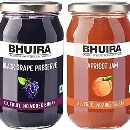 Bhuira|All Natural Jam Black Grape Preserve & Apricot Jam-240g Each|No Added Sugar|No Added preservatives |No Artifical Color Added |Pack of 2-22