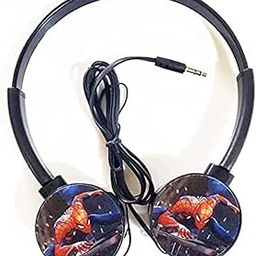 PRV Boys Spider Man 3.5Mm Jack Bass Booster Foldable Adjustable Wired On Ear Headphones with Mic for Kids School, Online Classes Learning, Travel, Music, Black-picture-25