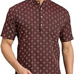 Men's Pure Cotton Woven Design Short Kurta Shirt (SHKC-Plus)-image-11