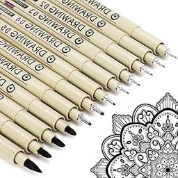 Parssufy 12 Pieces Black Fine Point Pens Set with Different Nib Sizes – Extra Fine Point Type for Calligraphy, Drawing, Writing, Designing, Comic, Waterproof & Quick Drying-image-93