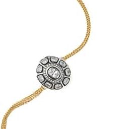 Gold Plated Black Unisex Diamond Rakhi Bracelet-18