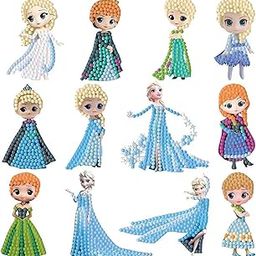 PATPAT® DIY Diamond Painting Stickers Kit - 12Pcs Cartoon Elsa Princess Art Sticker for Kids & Adults - Self-Adhesive Color Diamond Painting Art Sticker Kit - Gift for Age 3+-17