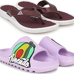 Combo Pack of 2 Slipper/Flip Flops/Slides/Clogs/Sandals for Women (V-Triangle Vs Tatoo-Avacado)-image-34