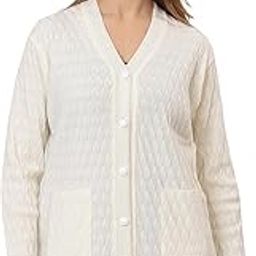 Self Design Full Sleeves V Neck Acrylic Wool Warm Cardigan for Women with Front Two Pockets-image-6