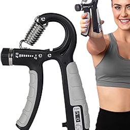 Athmonk Hand Grip Strengthener Gripper With Rep Counter Fingers Exercise Workout - Physiotherapy Paralysis Recovery - Gym Forearm Wrist Arm Wrestling Trainer - Steel Spring - 60 kg Adjustable - Grey-image-49