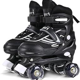 REXAN Adjustable Quad Roller Skates for Kids, Girls, Boys & Beginners – Outdoor Indoor Light-Up Four Wheel Skates with Brakes – Fun, Durable, Stylish Skating Shoes for Toddlers to Adults-24