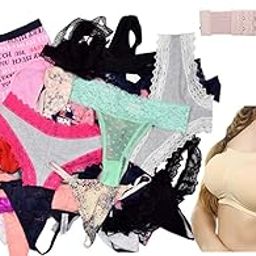 Women's Cotton Multi-Design Panties(Hipster,Brief,String,lace,tranparent,Disposable,Thong Panties); Hook Extender and Tube Bra (Assorted Colours; Free Size)-Combo Pack of 10 Multicolour-14
