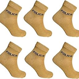 Police Socks For Men Women Khaki Ankel Length Cotton Spandex Ankle Length Versatile Comfort Beige Socks Pack Of 6 Pairs, Khaki | Beige-image-42