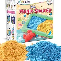Intelliskills Premium Magic Kinetic Sand Kit with Shape Moulds for Kids, Art & Craft Activity Kit, Creative & Learning Toy for Toddlers, Sand Packets, 3+ Years (Green)-21