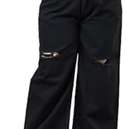 style quotient Women Plus Size Black Wide Leg High Rise Jeans-picture-28