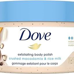 Dove Exfoliating Body Polish| Body Scrub |Deeply Nourishing Crushed Macadamia and Rice Milk |Moisturises & Brightens Skin | Sulphate Free|298gm-12
