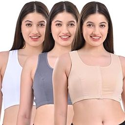 Adira | Front Open Bra Women | Non Padded & Non Wired Bras | High Racer Back for Support & Posture | Wire-Free & Full Coverage | Front Opening | Pack of 3-image-13