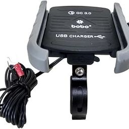 BOBO BM1 Jaw-Grip Waterproof Bike/Motorcycle/Scooter Mobile Phone Holder Mount with Fast USB 3.0 Charger, Ideal for Maps and GPS Navigation (Silver)-23
