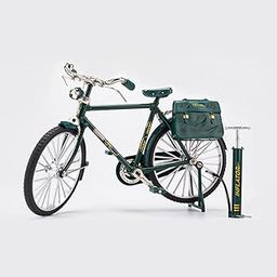 2023 DIY Retro Bicycle Model Ornament for Kids, 1:10 Simulation Mini Bicycle Model Scale Kit with Inflator and Briefcase, Finger Bike Models Toys, Creative Iron Art Tabletop Ornament Toys (B-Green)-image-11