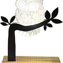 DDS Owl Shaped Acrylic LED Night Lamp | Animal-Themed USB Powered Night Light | Laser-Cut Design with Tree Branch Detailing | Ideal for Bed Room, Study Desk, Wall Shelf & Corner Accent Piece-20