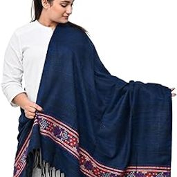 Hand Woven Warm And Soft Pure Wool Kullu Patti Border Design Kashmiri Shawl/Stole For Women and Girls Pack Of 1-picture-33