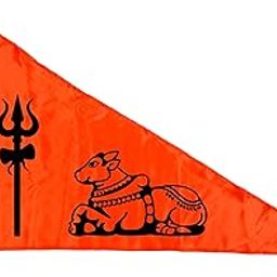 La Jarden® Fluorescent Orange Shiv-Nandi Soft, Silky, Shiny & Satin Flag of Shivji, Bhole baba ka jhanda, Mahakal baba ka jhanda, Nandi baba ka jhanda, bhole shankar ki dhwaja, Mahashivrati flag (Pack of 1) (18x27 inches)-image-8