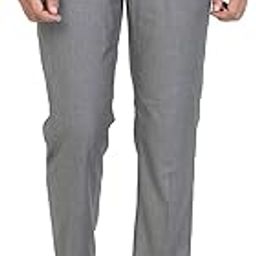 Men's Grey Regular Straight Relaxed Fit Formal Trousers-picture-38