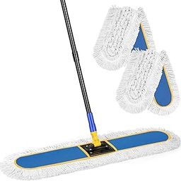 24" Commercial Dust Mop for Floor Cleaning, Dry Mop for Sweeping Floor with Replacement Mops Pads, Industrial Wet Dry Sweeping Mops for Cleaning Office Garage Hardwood Warehouse-image-51