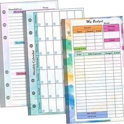 ATORSE® 6 Ring Loose Leaf Lined Paper Binder Planner Insert Students A6 Refill Paper-30
