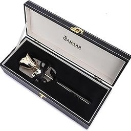 SANAAR Gold Grace Rose – 12 Inch Real Rose Preserved & Dipped in 24K Gold – Elegant Romantic with Luxury Gift Box-image-3