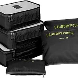 TOCINGO 7 pc / 6 pc Travel Oraganizer Kit, Sapace Saver Multi use Bag for Men and Women, Clothes packing cubes for travel and cupboard, Unisex Packing cubes (6 POUCH-BLACK)-picture-48