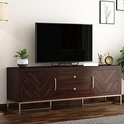 MetalTree Premium Solid Sheesham Wood TV Unit with 2 Drawers, 4 Shelves, and 2-Door Storage - Accommodates up to 65-Inch TV - Ideal for Living Room (Alakshiya, Walnut Finish)-image-37