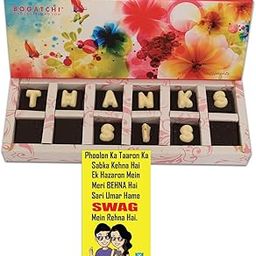 BOGATCHI Happy Rakhi Gift Box for Sister, Thanks SIS Chocolate 12pcs + Free Beautiful Rakhi Greeting Card-image-2