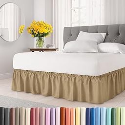 Bed Skirt Ruffled (Twin-15 Drop, Beige)-14