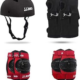 JJ JONEX Protective Set Skating and Cycling for Age 4-7 Years Skating Guard Combo (Small, Black/RED) (MYC)-image-99