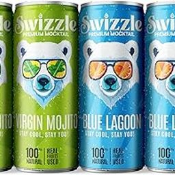 Swizzle Classic Mocktail Combo Virgin Mojito & Blue Lagoon | Premium Non-Alcoholic Mocktails | Natural Ingredients | 250ML Cans | Refreshing & Sophisticated (Classic Mocktail Combo Pack of 4 (2X2))-image-58