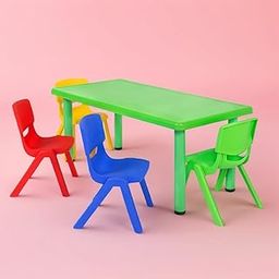 eHomeKart Rectangle Kids Table – Plastic Study Table for Home or School (48" L x 24" B) – Indoor & Outdoor Use – Color May Vary – Chairs Not Included-3