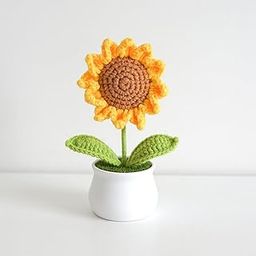 AstonAndia Crochet Flowers Bouquet Sunflower Gifts for Women Artificial Flowers for Office Desk Car Dashboard Decor,Home Decoration,Office,Bedroom(Sunflower)-image-80