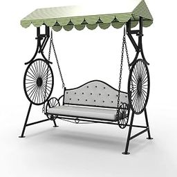 Habiba Arts Iron 2 Seater Outdoor Swing Jhula For Adult Comfortable Cushion Seat With Canopy Roof Swing Jhula Hammock For Home & Garden Porch Balcony 2 Seater Weight Capacity 300Kgs+, Green-image-14